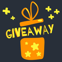 giveaway contest. gift box. Hand drawn style.