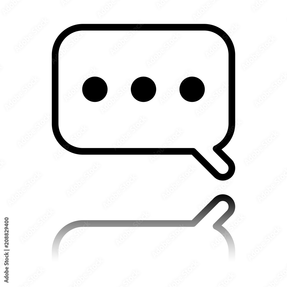 Aufkleber simple text cloud. linear, thin outline. black icon with mirror reflection on white background
