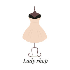 Women fashion logo design template. Dress emblem