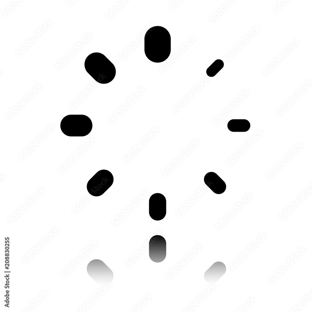 Poster Simple loading symbol. Black icon with mirror reflection on white background