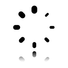 Simple loading symbol. Black icon with mirror reflection on white background