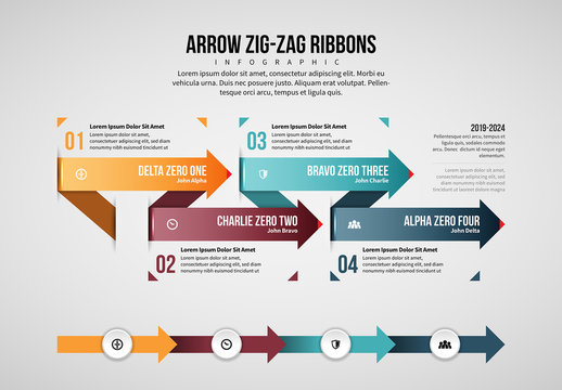 Zig-Zag Arrow Ribbons Infographic