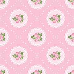 Shabby chic rose seamless pattern background