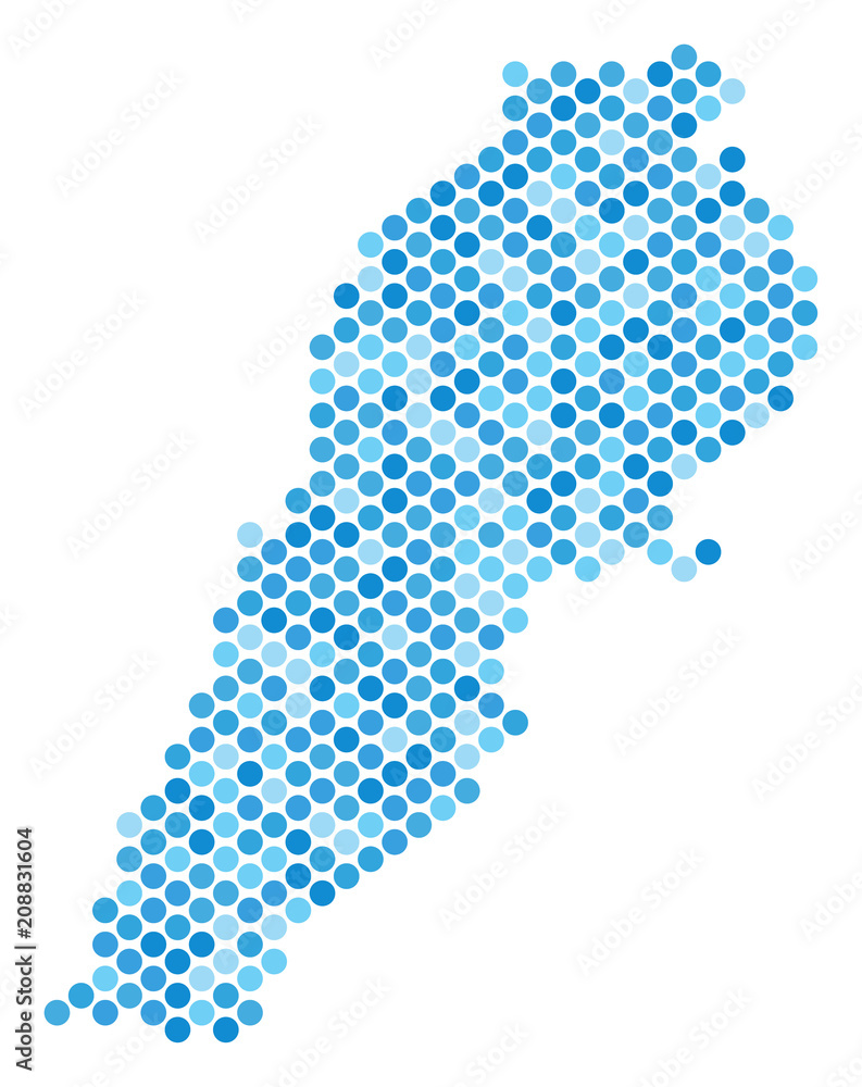 Aufkleber blue pixelated lebanon map. vector geographic map in cold blue color tints on a white background. ve