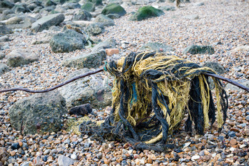 Litter left on the beach on the Isle of Grain