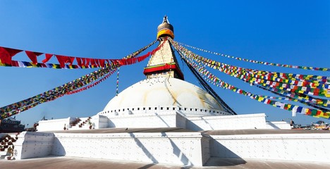stupa with prayer flags