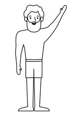 young man beard with swimsuit avatar character vector illustration design