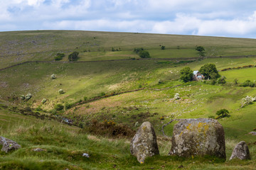 Fototapeta na wymiar Standing Stone Circle in Dartmoor National Park