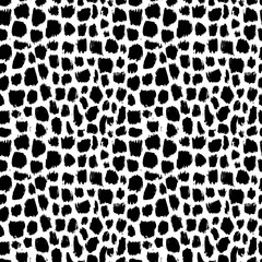 Abstract geometric seamless hand drawn pattern. Modern grunge texture. Monochrome brush painted background.