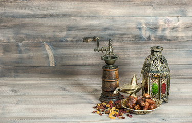 Vintage oriental latern mill raisins dates Islamic holidays
