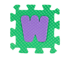 Jigsaw box with alphabet, clipping path