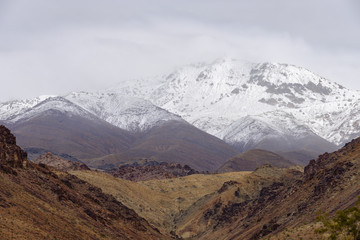 Snow-covered rugged peaks of the Sierra mountains