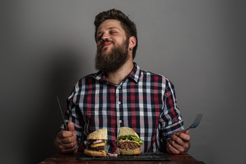 Man eating burger