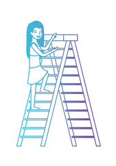 woman climbing stepladder with swimsuit character vector illustration design