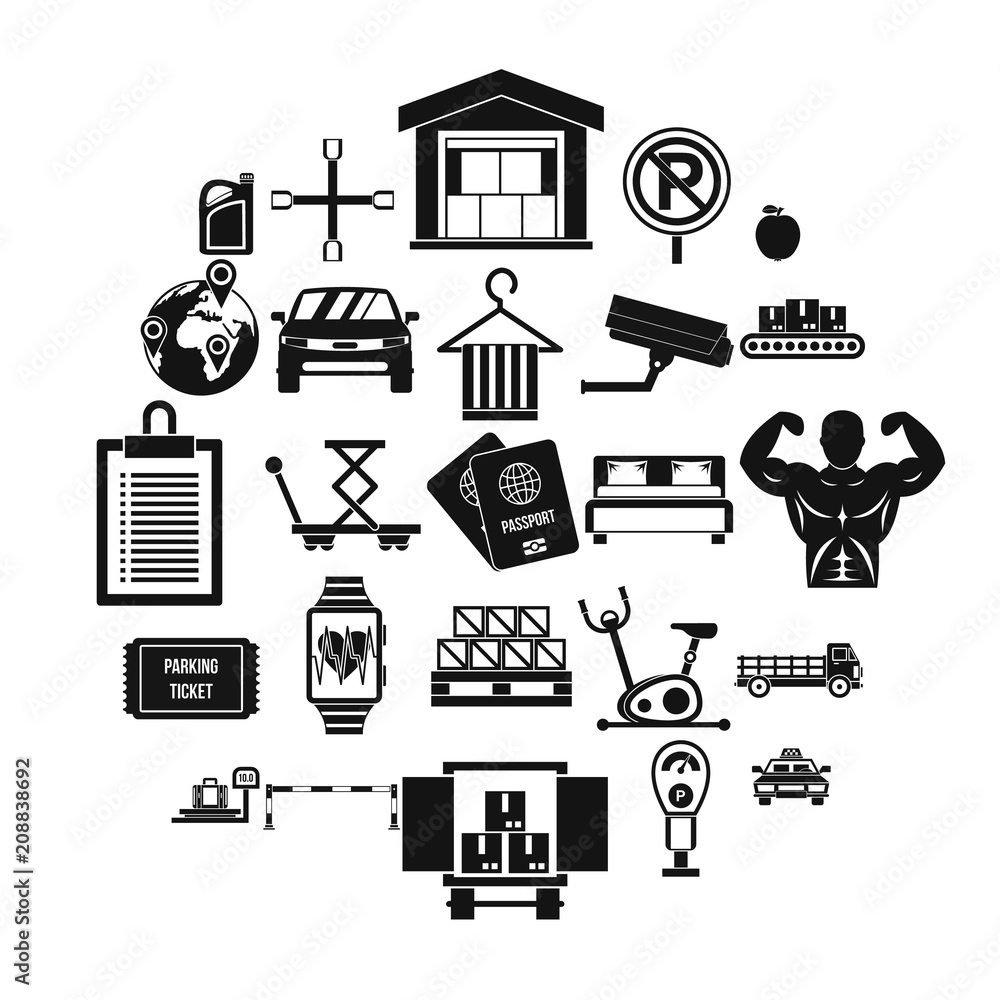 Poster porter icons set. simple set of 25 porter vector icons for web isolated on white background