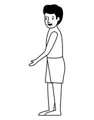 young man with swimsuit avatar character vector illustration design