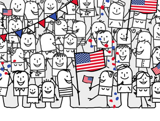 Cartoon people - american national day