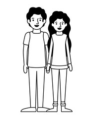 young couple avatars characters vector illustration design