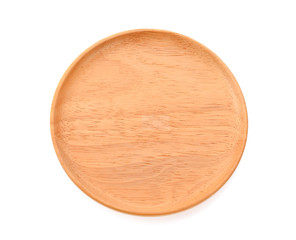 Wood tray on white background
