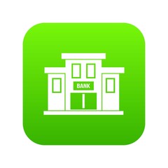 Bank building icon digital green for any design isolated on white vector illustration