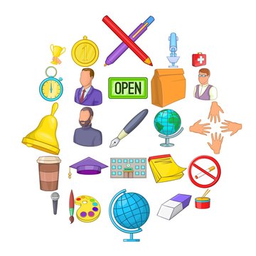 Classbook icons set. Cartoon set of 25 classbook vector icons for web isolated on white background