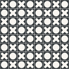 Tic Tac Toe game seamless abstract pattern monochrome or two colors vector