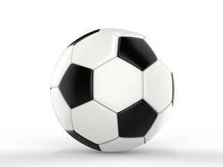 Classic black and white football - side view - closeup shot