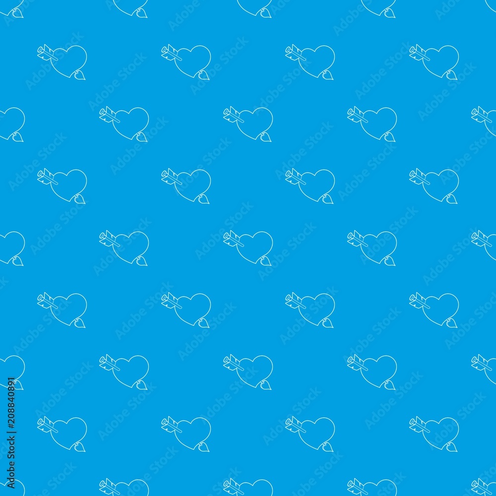 Wall mural Heart with arrow pattern vector seamless blue repeat for any use - Wall murals