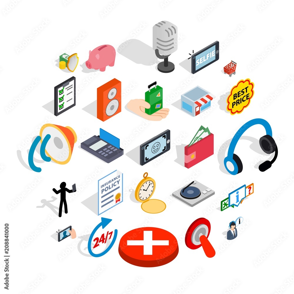 Poster global communication icons set. isometric set of 25 global communication vector icons for web isolat