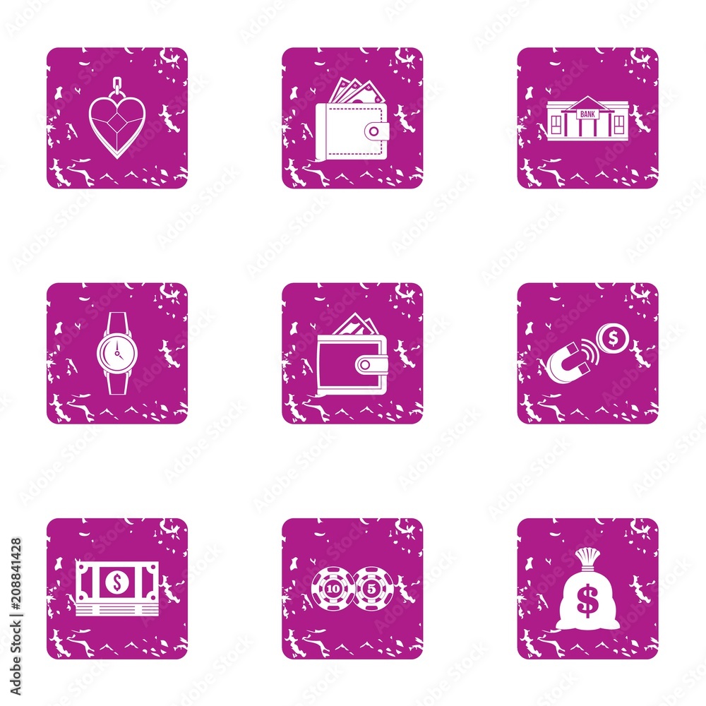 Poster bribery icons set. grunge set of 9 bribery vector icons for web isolated on white background