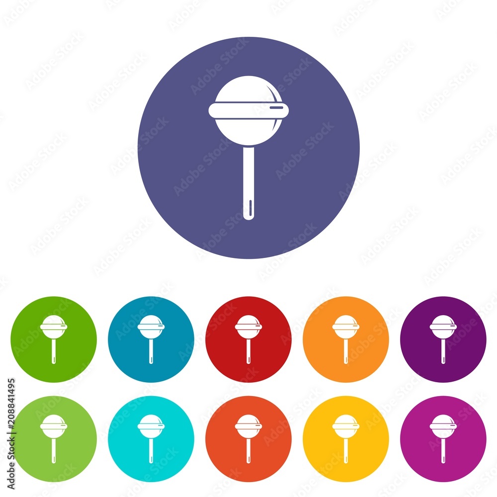 Aufkleber round lollipop icons color set vector for any web design on white background