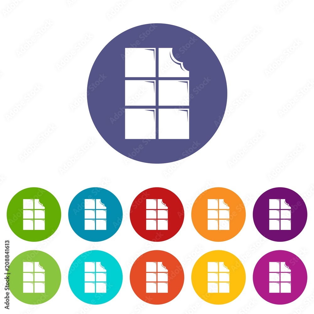 Poster bite chocolate icons color set vector for any web design on white background