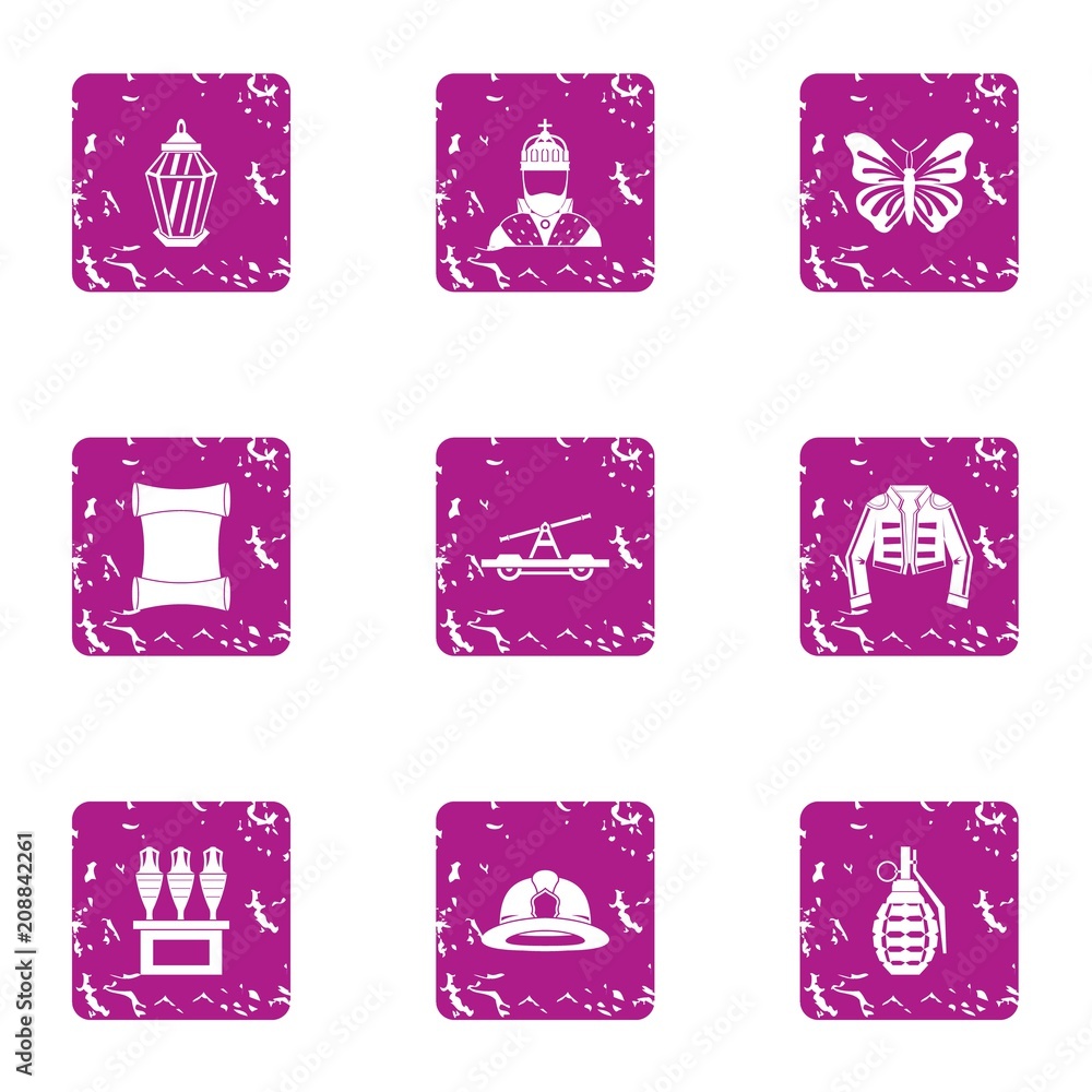 Poster meddling icons set. grunge set of 9 meddling vector icons for web isolated on white background