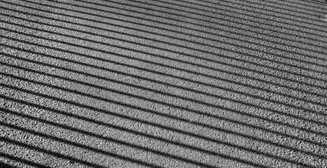 Shadow of rods of a fencing on asphalt