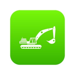 Excavator icon digital green for any design isolated on white vector illustration