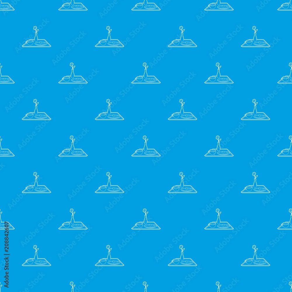 Poster breakfast in bed pattern vector seamless blue repeat for any use
