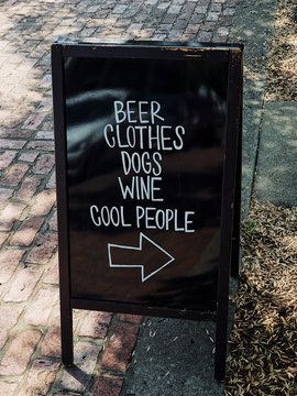 All the best things in the world: Beer. Clothes. Dogs. Wine. Cool People.