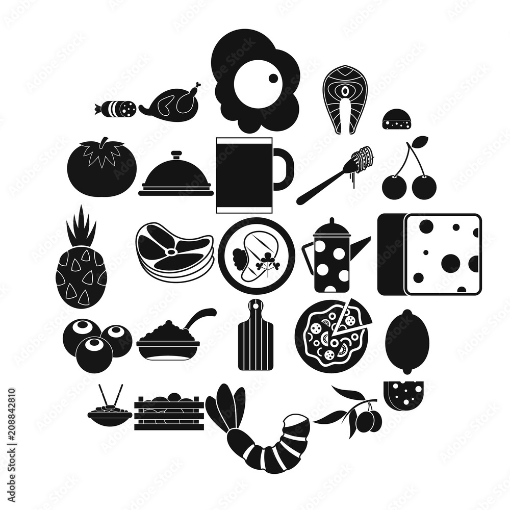 Poster flesh icons set. simple set of 25 flesh vector icons for web isolated on white background
