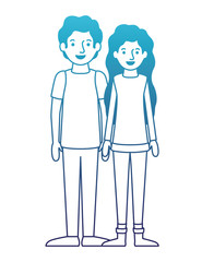 young couple avatars characters vector illustration design