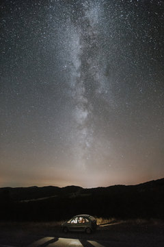Milky way above the mountain landscape