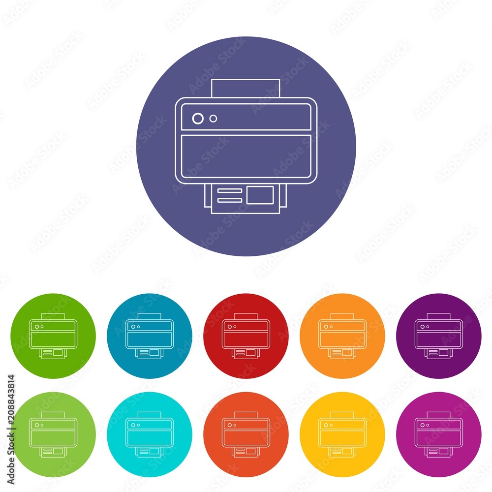 Poster printer icons color set vector for any web design on white background
