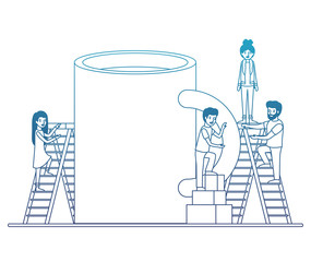 minipeople team working in coffee cup vector illustration design
