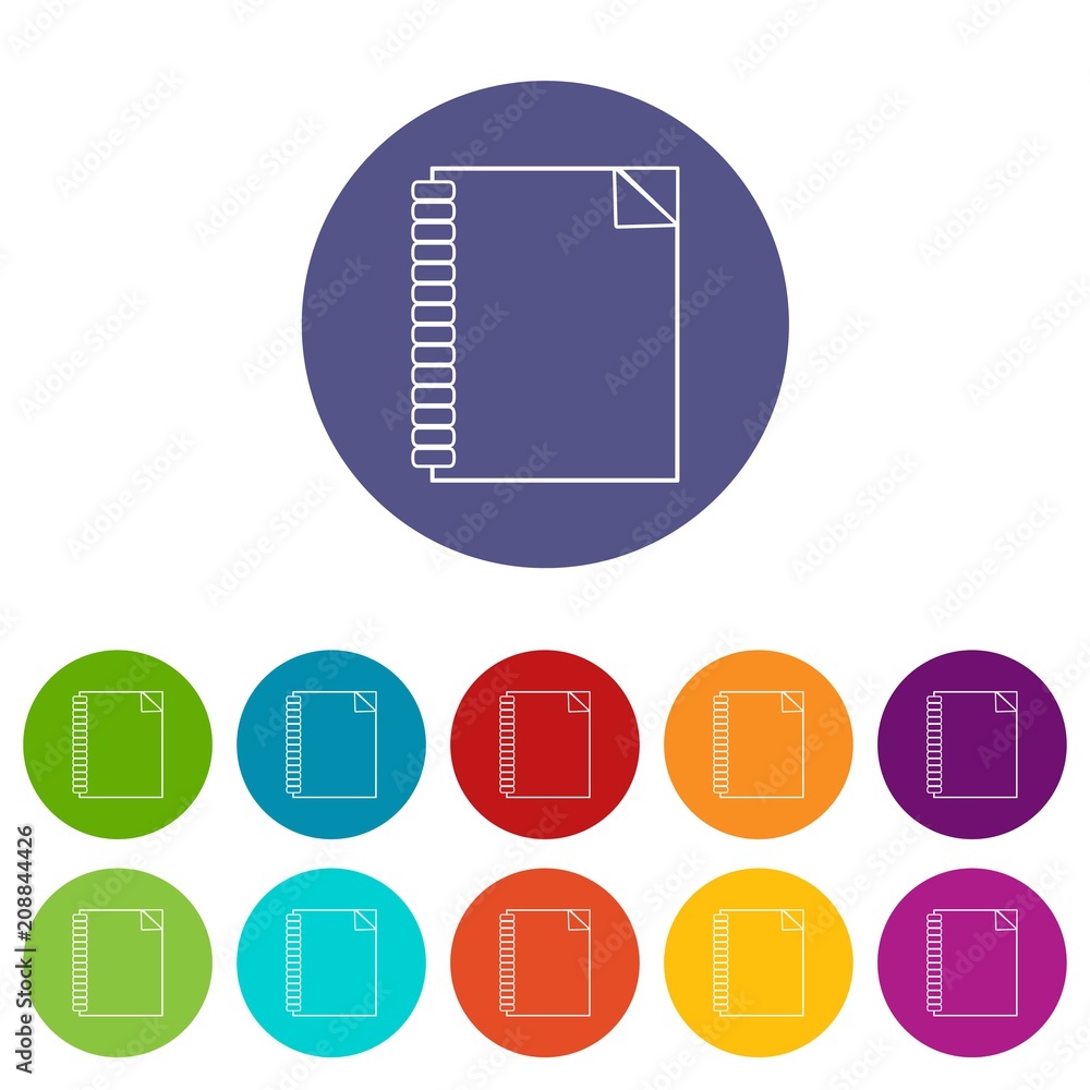 Poster notebook icons color set vector for any web design on white background