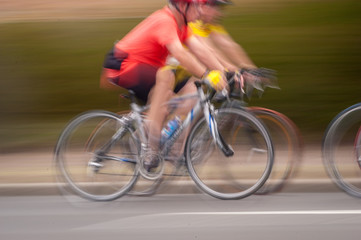 Cyclists in motion