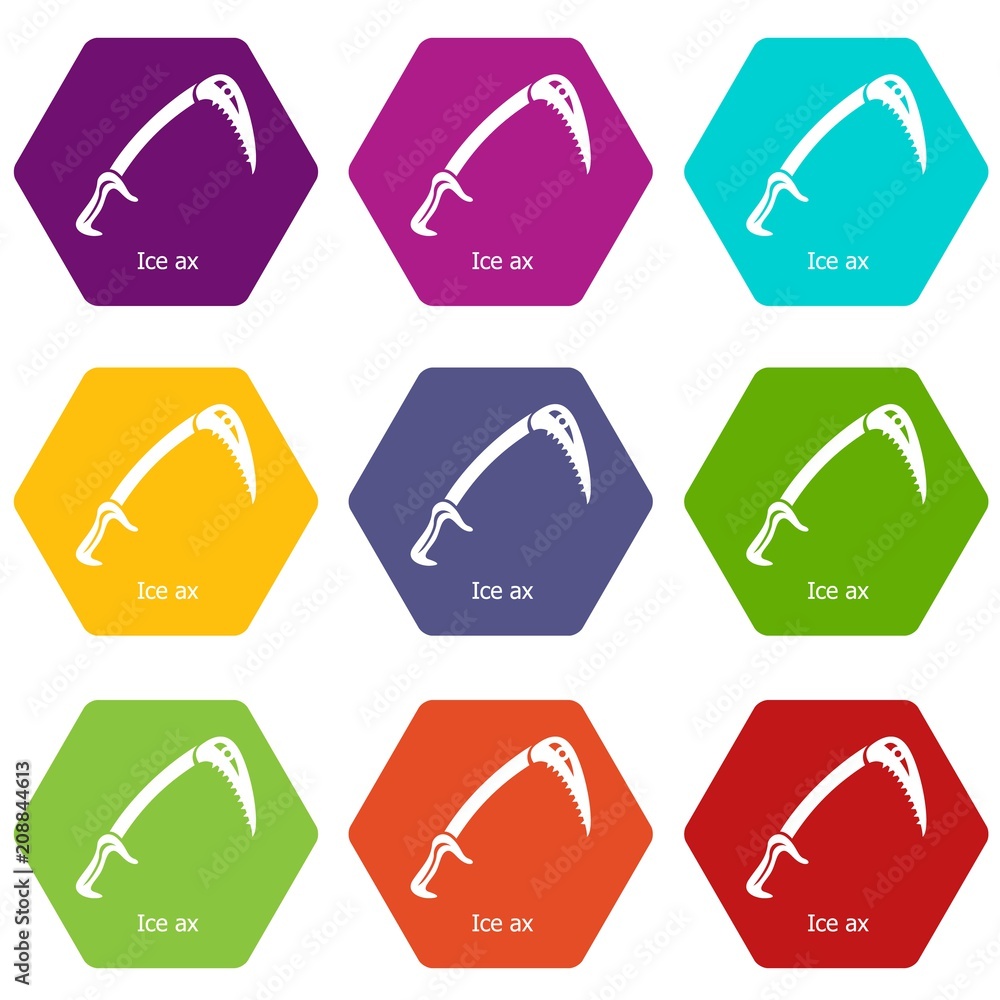 Aufkleber ice ax icons 9 set coloful isolated on white for web