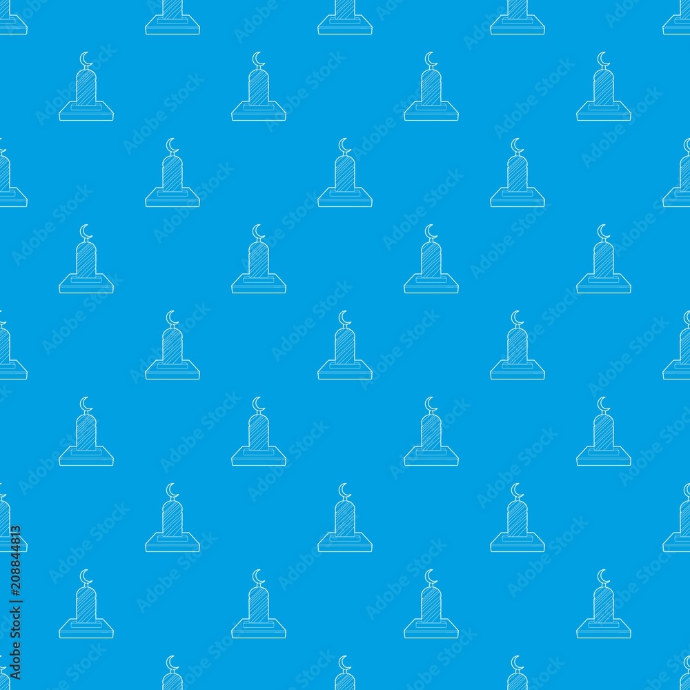 Poster muslim grave pattern vector seamless blue repeat for any use