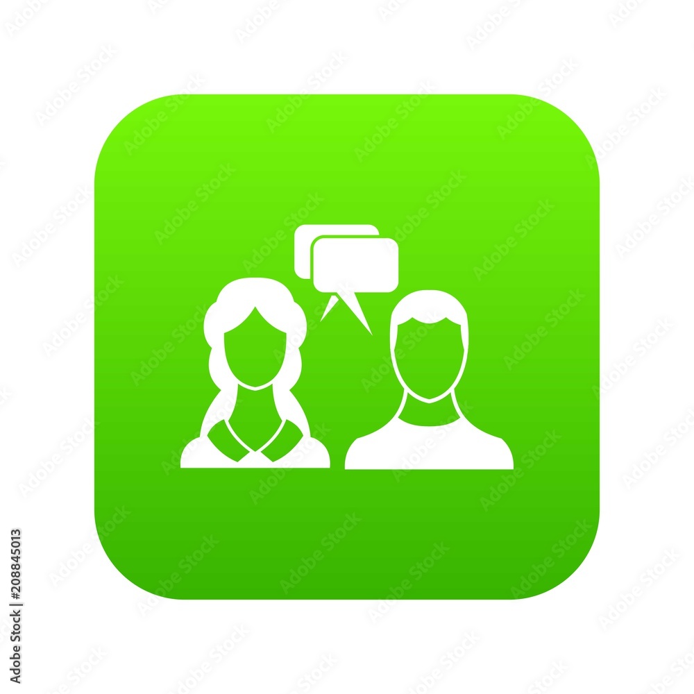 Poster speech bubbles with two faces in simple style isolated on white background vector illustration