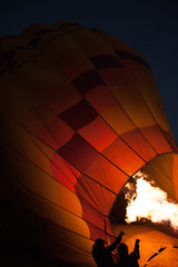 Pre-dawn inflation of hot air balloon