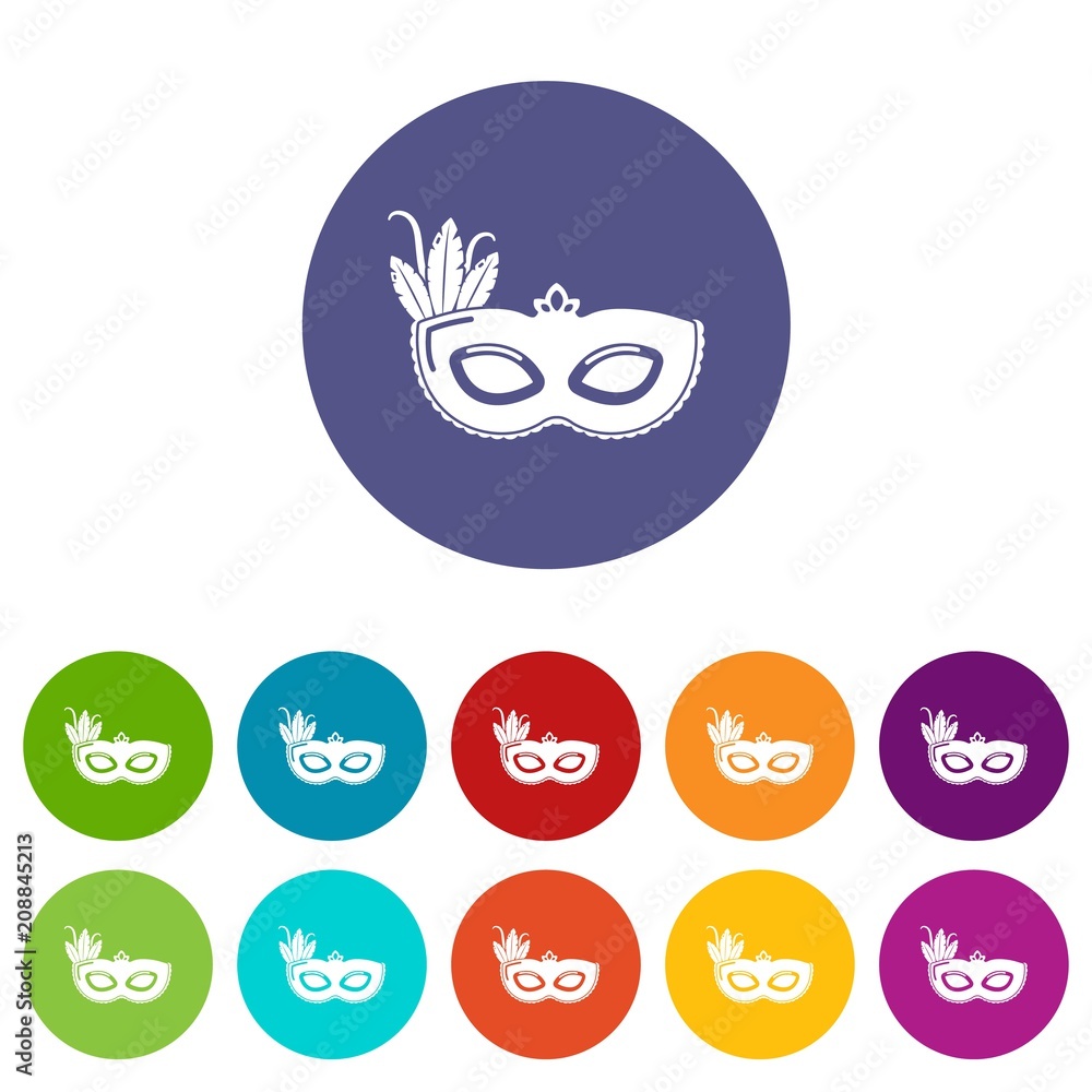 Aufkleber Carnival mask icons color set vector for any web design on white background
