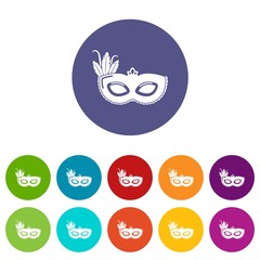 Carnival mask icons color set vector for any web design on white background